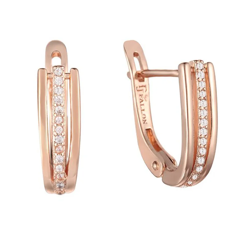 

FJ Jewelry Multi Round Earrings Women Drop Earring 585 Rose Gold Color Cubic Zircon Jewelry