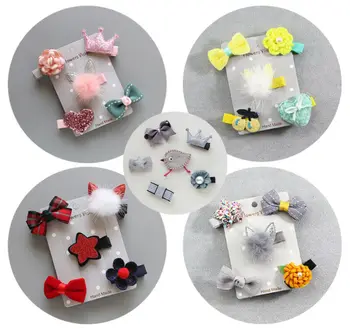

5Pcs Mixed Cartoon Styles Baby Kids Girls Hairpin Hair Clips Jewelry Decor Bow Barrette Girls Gift