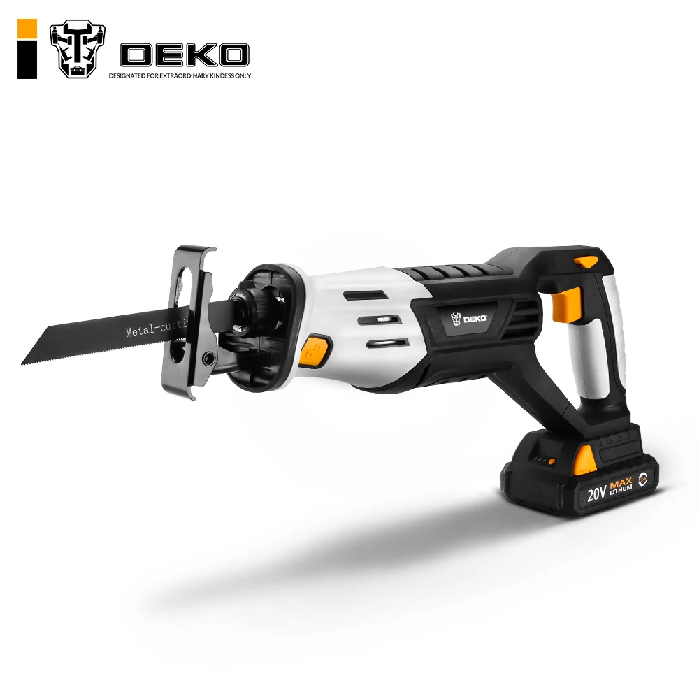 Tanie DEKO 20V bezprzewodowy piła szablasta regulowana prędkość piła elektryczna z baterii i 4 sztuk ostrzy