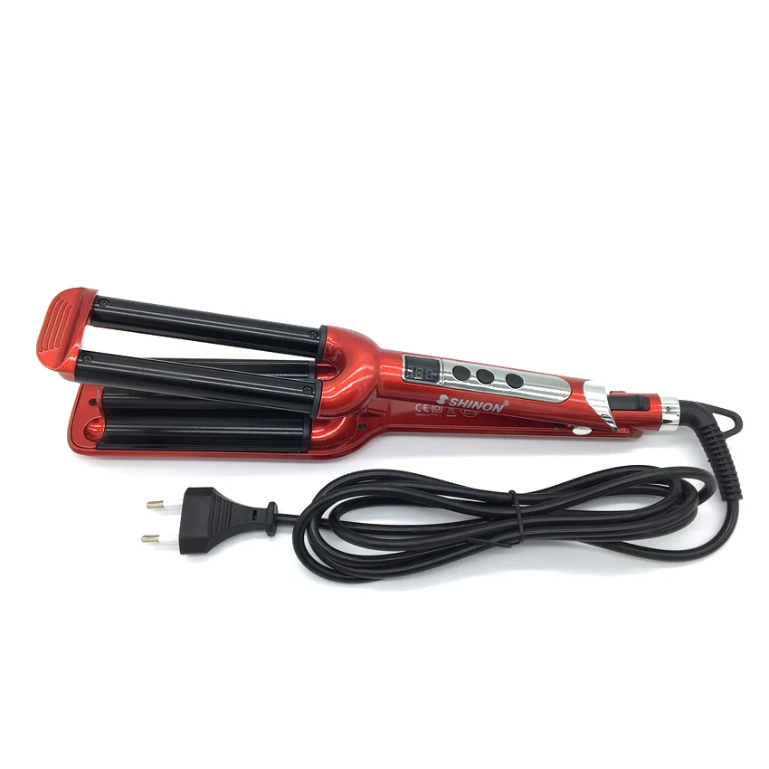 Estilor do Cabelo Modelador de Cabelo Rolo de Cerâmica Waver com Display Ferramenta de Beleza Vacilar Triplo Barrel Cabelo Curling Iron Hair Styling 3 Lcd 4 Beleza e saúde