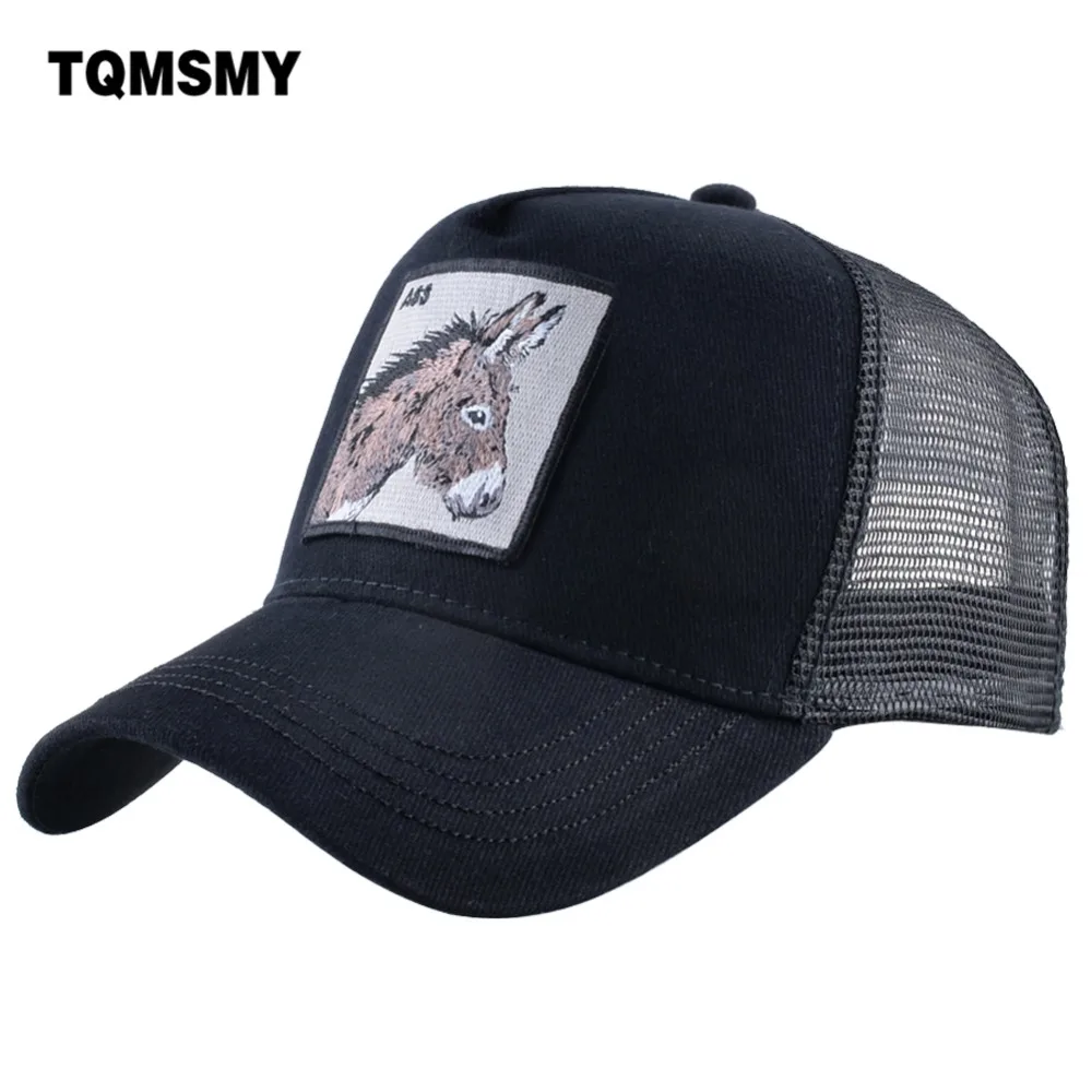 TQMSMY Men Summer Cotton Embroidery Animal Baseball Cap for Women Mesh Donkey Trucker Cap Hats For Men Gorras Casual Caps TDLV