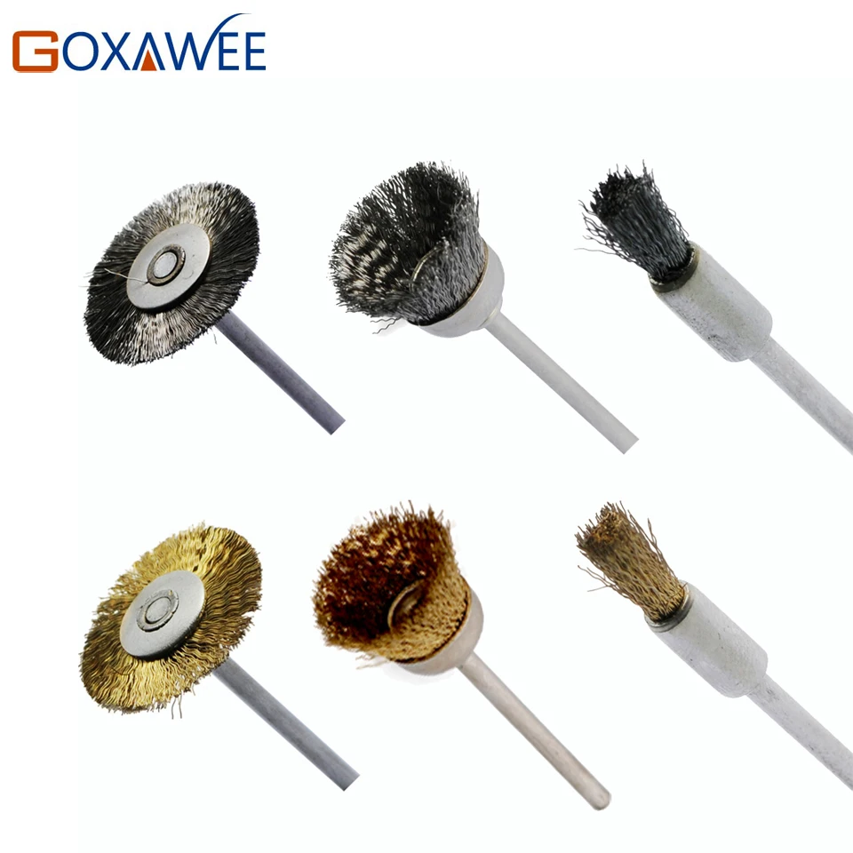 GOXAWEE 10pcs Steel Wire Wheel For Dremel Tools Accessories Rotary Tool
