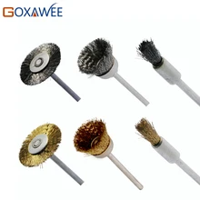 GOXAWEE 12pcs Steel Wire Wheel For Dremel Tools Accessories Rotary Tool Wire Brush Burr Wire Abrasive Brush Head Set Deburring