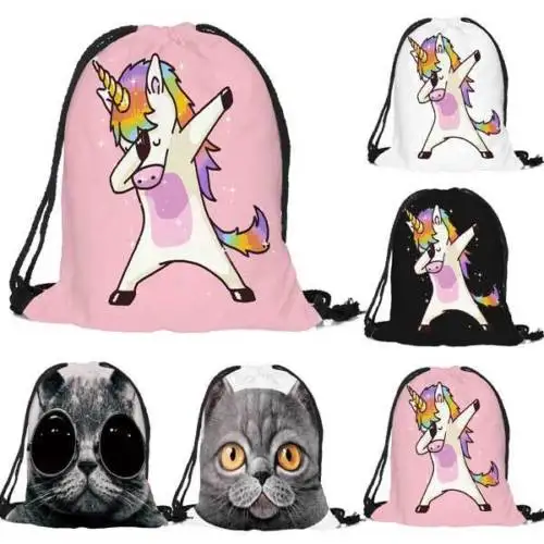 

Unicorn Animals Drawstring Backpack Cinch School Rucksack Beach Sports Dance Waterproof Tote Bag