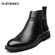 Кожаные мужские ботинки; сезон осень-зима; ботильоны; модная обувь на молнии; Мужские Винтажные ботинки высокого качества; мужская кожаная обувь