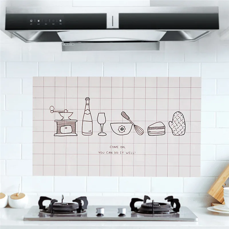 

ISHOWTIENDA Aluminum Foil Sticker Oilproof Wall Paper Home Decor Removable Kitchen Tools Wallpaper DIY Background 2019 New