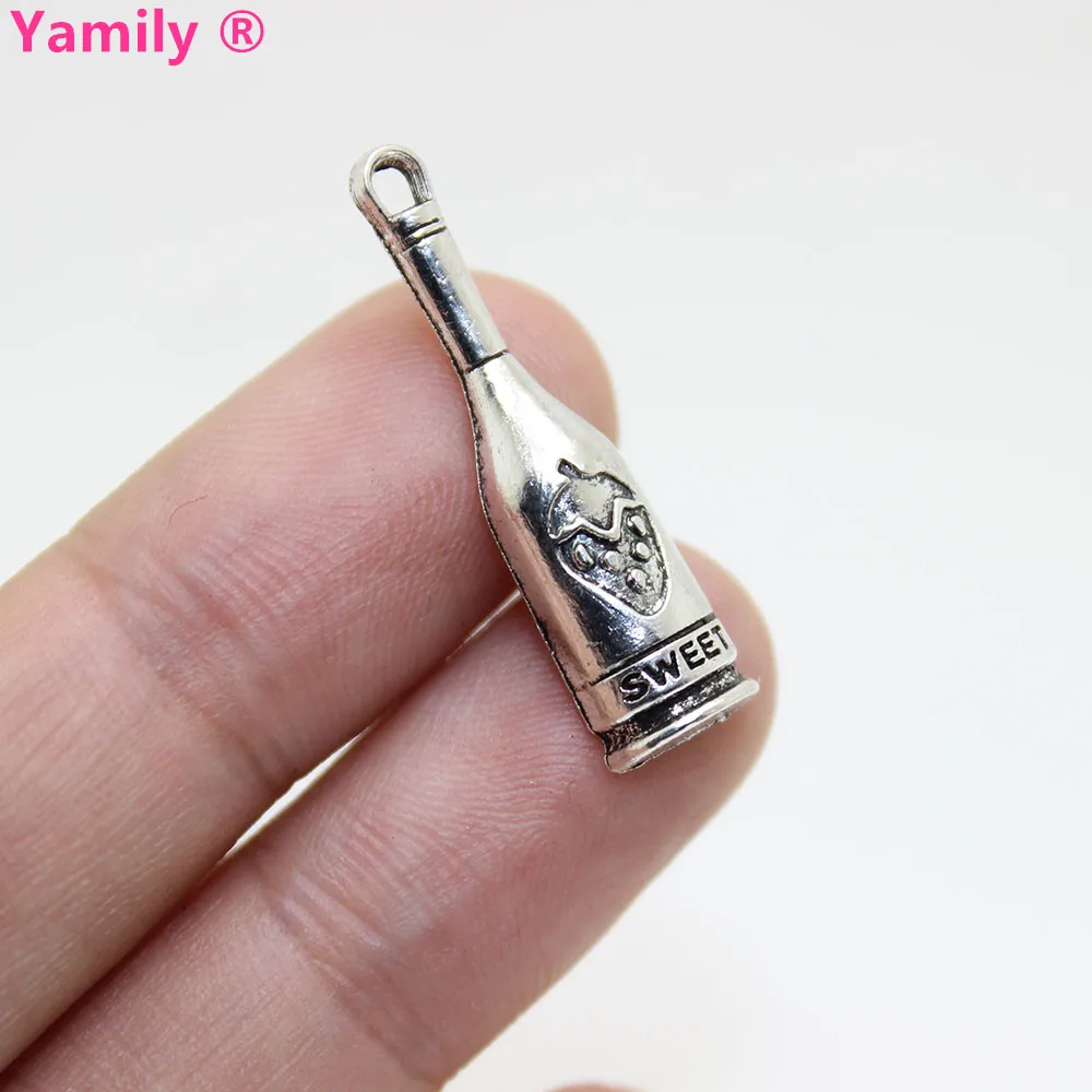 

Yamily 20pcs/ 31x8mm wine bottle charm Antique silver tone sweet wine bottle charm pendant for diy Jewelry Making