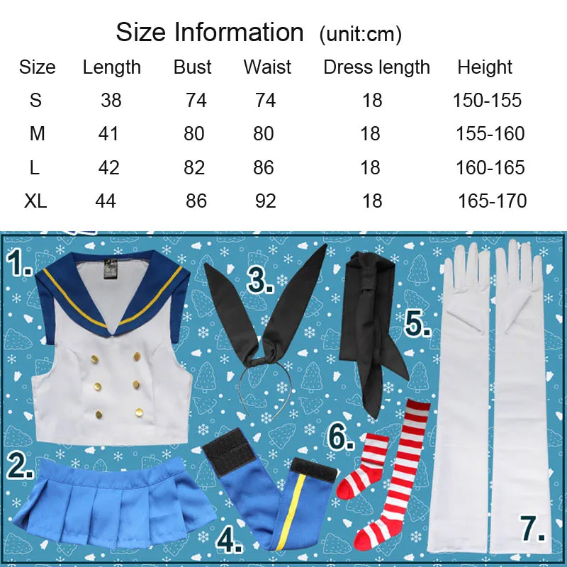 Coshome Kantai Collection Shimakaze Cosplay Costumes Sailor Mini Skirt Women Girls Uniforms  Full Clothing Set For Comic-Con (5)