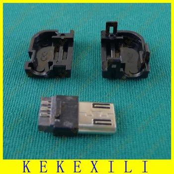 

10pcs DIY Right Angel 90 Degree Long Mini USB Type B Male 5pin three Piece Assembly Connector Plug Socket tongue 6mm