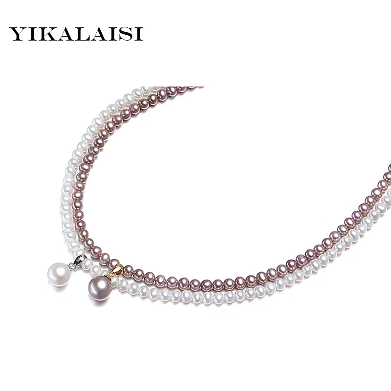 Yikalalsi 2017 натуральный пресноводный жемчуг Цепочки и ожерелья с подвеска серебряная застежка Ювелирные изделия из жемчуга модные Ожерелья