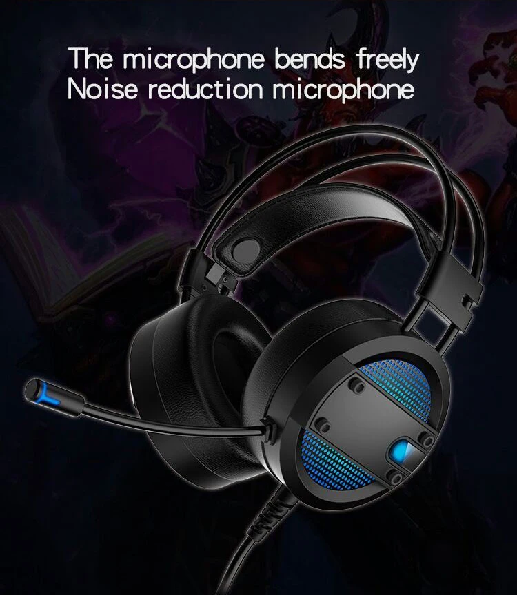 MagiftA10 Gaming Headset Stereo Headphones with MIC For Computer PC Laptop Gamer USB LED Light Glowing Over Ear For Video (4)