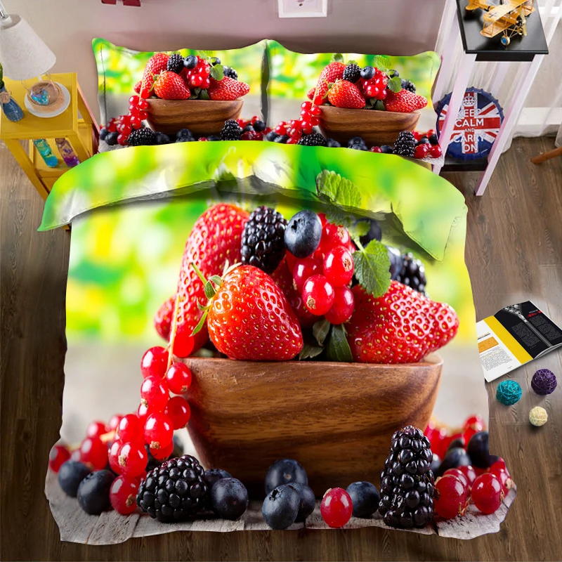 

Fruit spilled 3d effect photo bed linen can be customized photo pattern