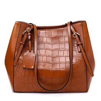 

cross-border fashion bag 2018 new pure color handbag crocodile grain of tote bags fashionable female bag manufacturer