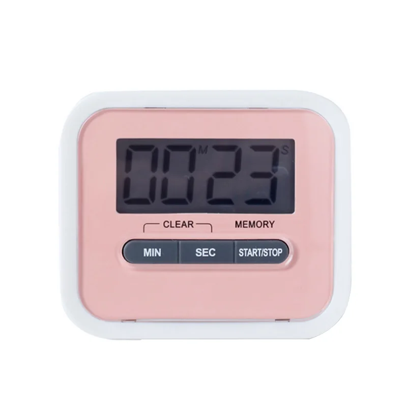Hoomall 1 шт., ЖК-дисплей, цифровой экран, кухонный таймер, для приготовления пищи, отсчет, обратный отсчет, Громкая сигнализация с магнитом, квадратные часы, кухонные аксессуары - Цвет: pink 1