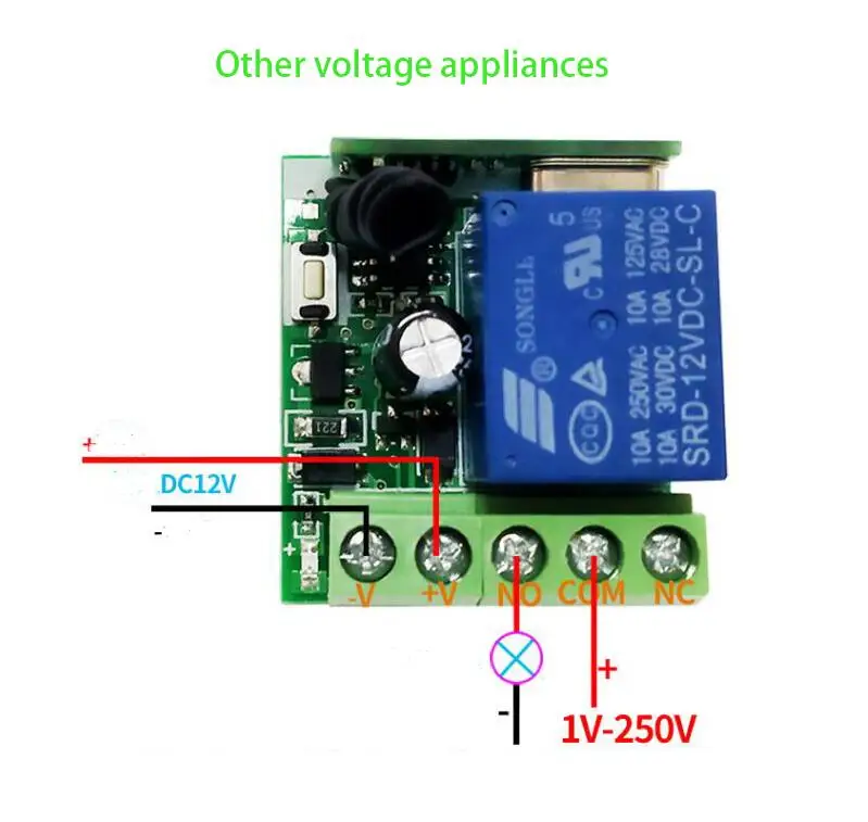 Универсальный 433 МГц DC12V 1CH 10A реле беспроводной Дистанционное управление освещением переключатель передатчик и приемник Электрический дверной замок