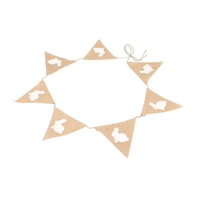 Rabbit Shape Hessian Bunting Banner Easter Festival Banner Brown
