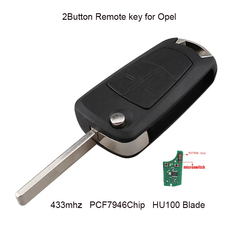 

2Button 434MHz Remote Key for Vauxhall Opel Corsa D 2007 2008 2009 2010 2011 2012 with PCF7946 Chip Uncut HU100 Blade
