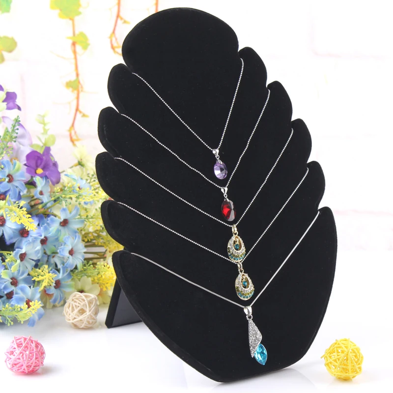 New Black 1 Pc Flame Shaped Necklace Easel Showcase Holder Jewelry