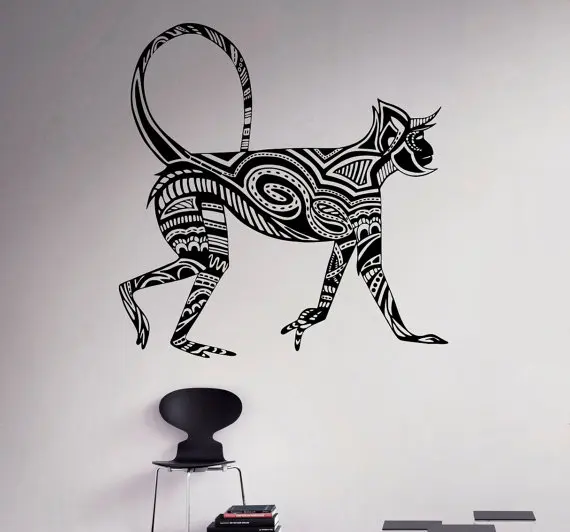 

Home Office Bedroom Art Decorative Vinyl Wall Sticker Walking Ape Monkey Marmoset Pattern Wall Mural Animals Series Mural Y-972