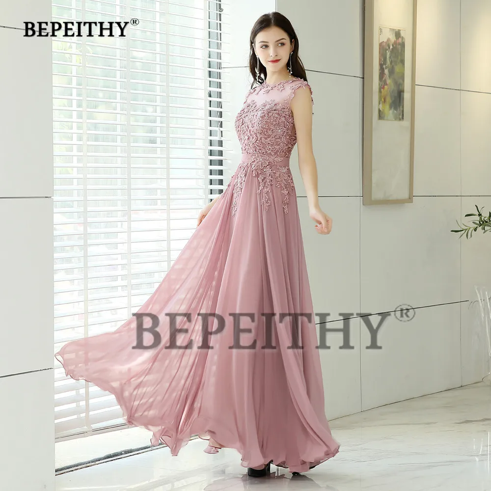 BEPEITHY розовые длинные вечерние платья Robe De Soiree винтажное выпускное платье с поясом vestido de festa вечерние платья
