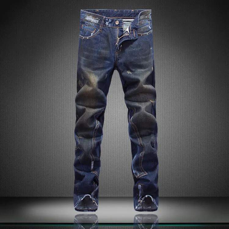 Patchwork Zipper Vintage Men's Jeans 