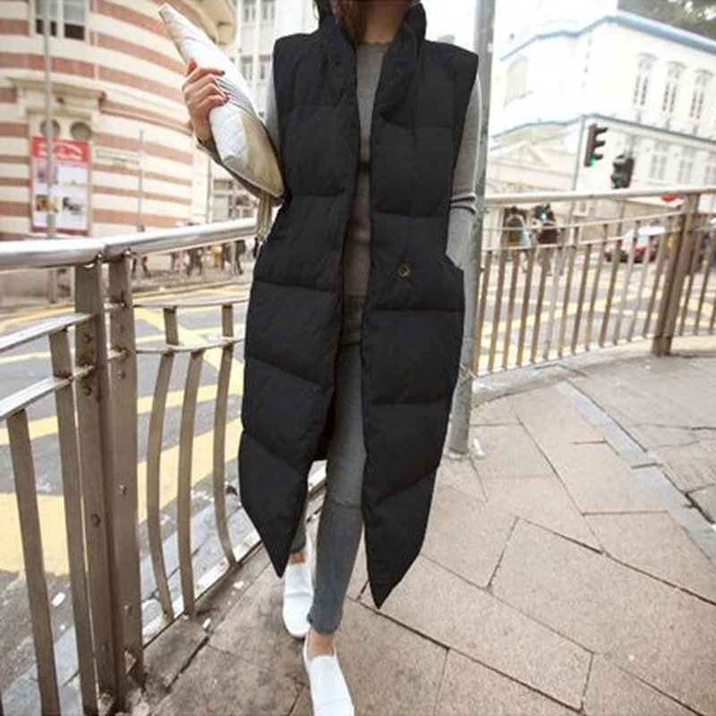New Autumn Winter Women Vest Long Sleeveless Coat Cotton Warm Women's Waistcoat Fashion Female Vest Jacket