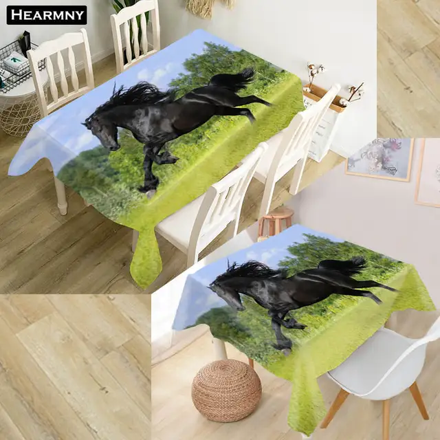 Custom Running Horse Tablecloth Kitchen Dining Table Decorations Home