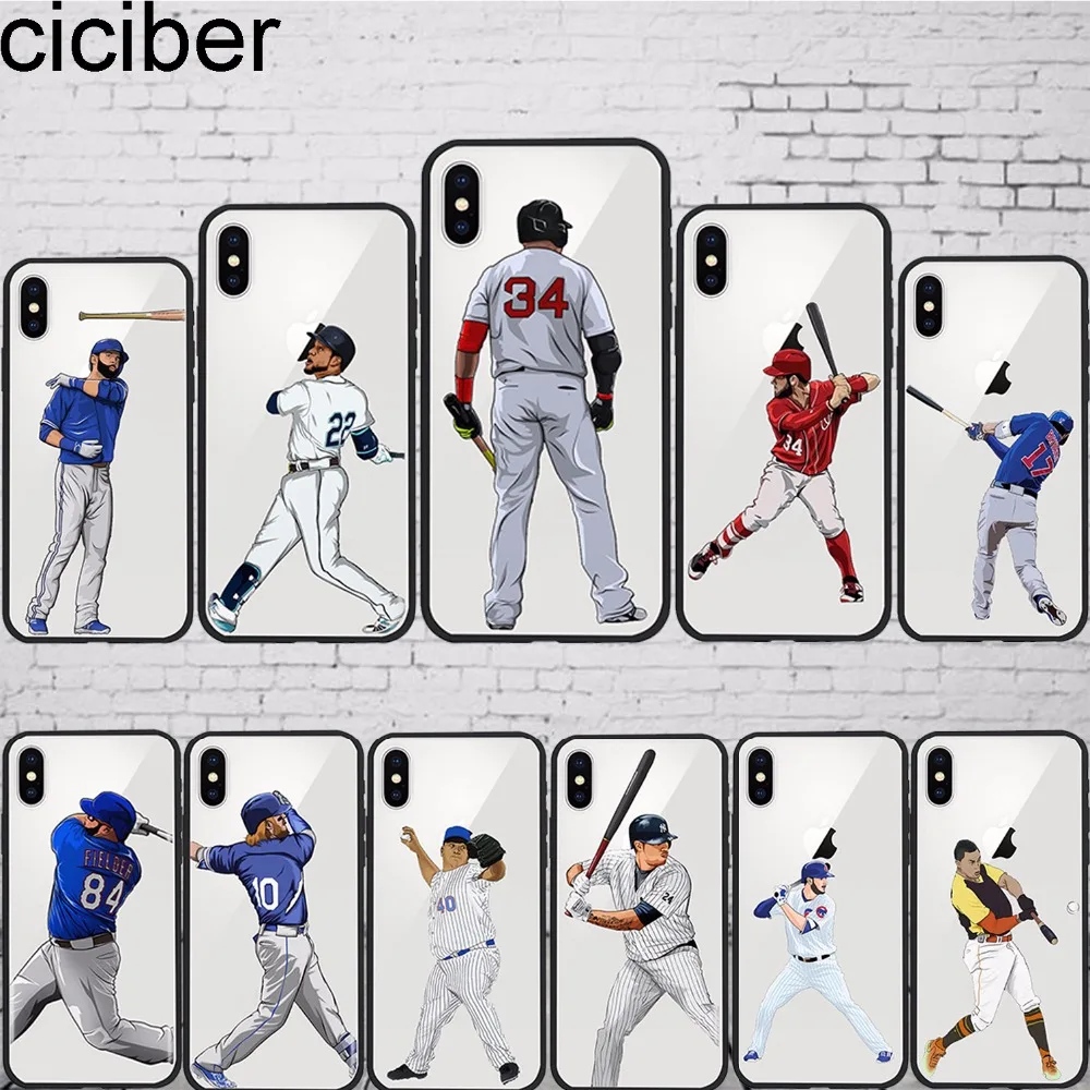 ciciber MLB Baseball Players David Ortiz Bryce Harper Sport Stars Case Phone for iphone 7 8 6 X