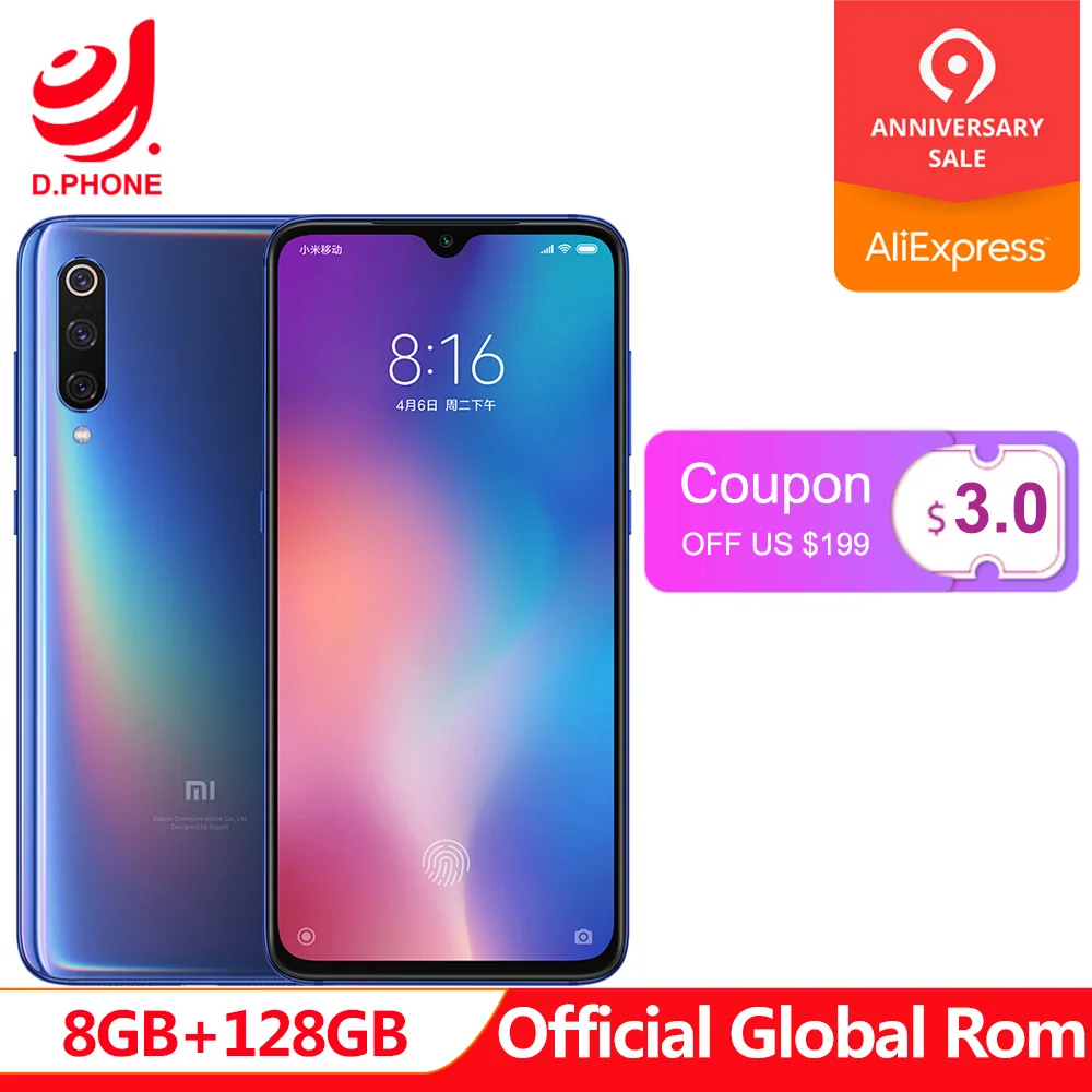

Xiaomi Mi 9 MI9 8GB 128GB Global ROM Smartphone Snapdragon 855 Octa Core 6.39" Screen 48MP Triple Camera Mobile Phone