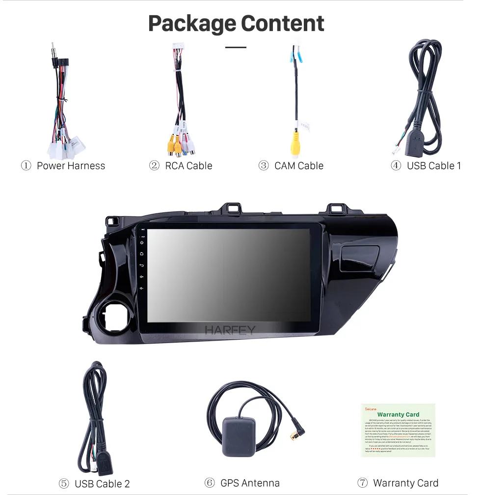 Best Harfey 10.1" Android 8.1 HD Autoradio Car Stereo 2 Din for TOYOTA HILUX Left Hand Driver 2016-2018 with Bluetooth GPS Navi USB 17