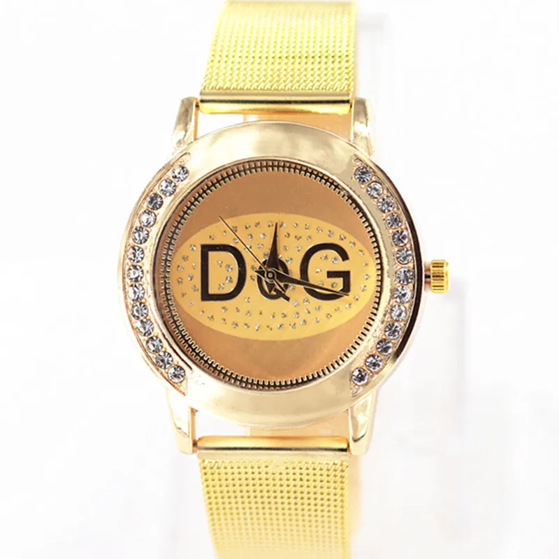 

Montre Femme 2018 New Luxury brands DQG Crystal Gold Metal Mesh Ladies Quartz Watch Outdoor Sport Chasy Hot sale Wholesale