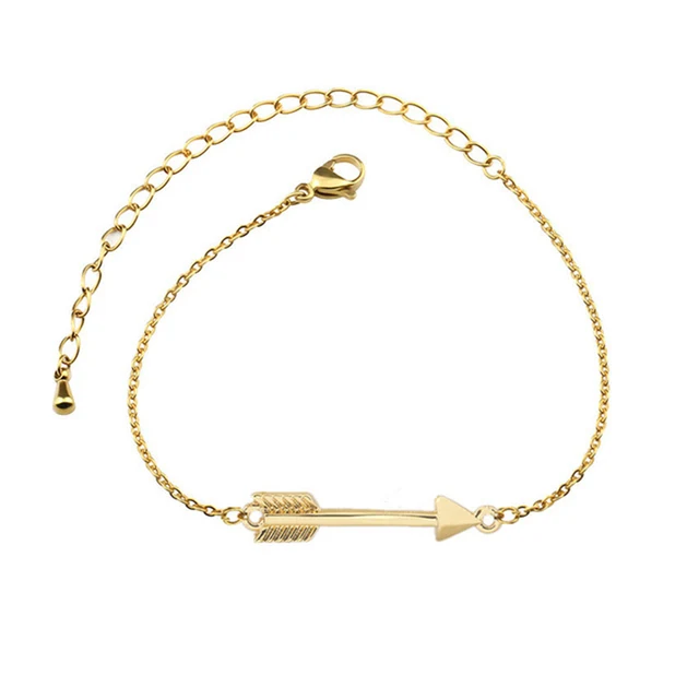 10pcs Gold Arrow Bracelets Women One Direction Sideways Charm 10pcs Gold Arrow Bracelets Women One Direction Sideways Charm Stainless Steel Chain Bracelet Pulsera Hombre Fashion