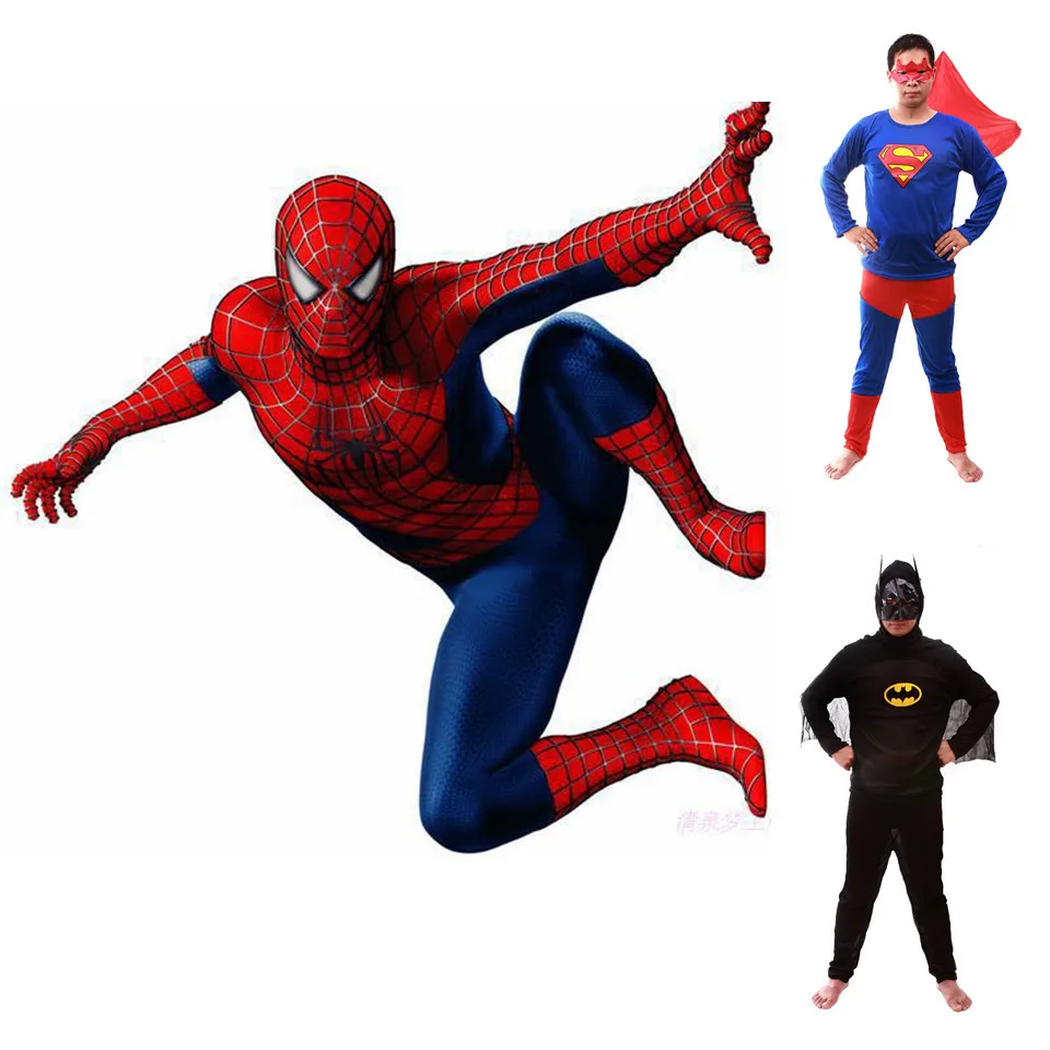 Men Adult SpiderMan Superman Batman Costumes Spider Man Halloween