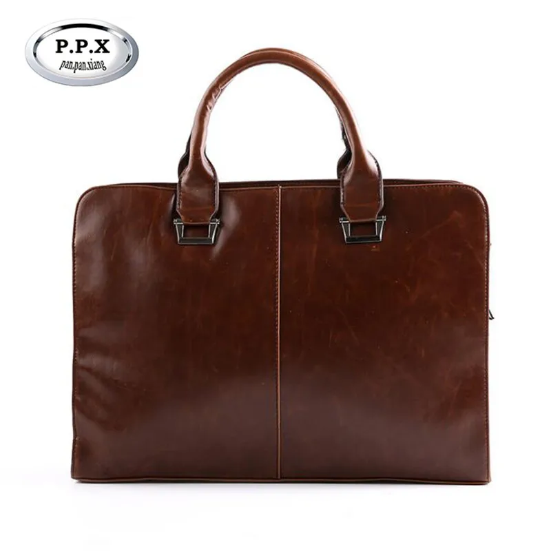 

P.P.X New Waterproof Leather Men's Briefcase Leisure Retro File Bag 13-14 inch Notebook Computer Bags Male Office Bags M794