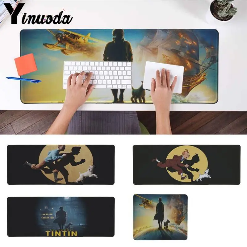 

Yinuoda the adventures of tintin Beautiful Anime Mouse Mat large Edge Locking Speed Version Game Keyboard Pad for Gamer