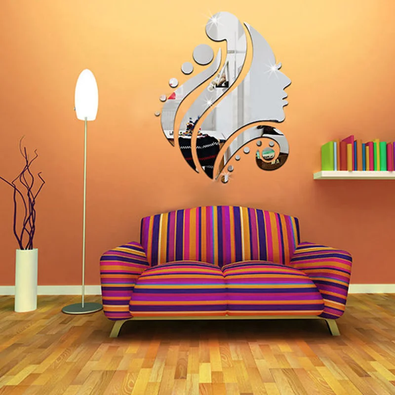 19 قطعة/المجموعة 3D الجمال الشابات الوجه مرآة نمط Diy إزالة الجدار ملصق صائق المنزل غرفة المعيشة مكتب ديكور