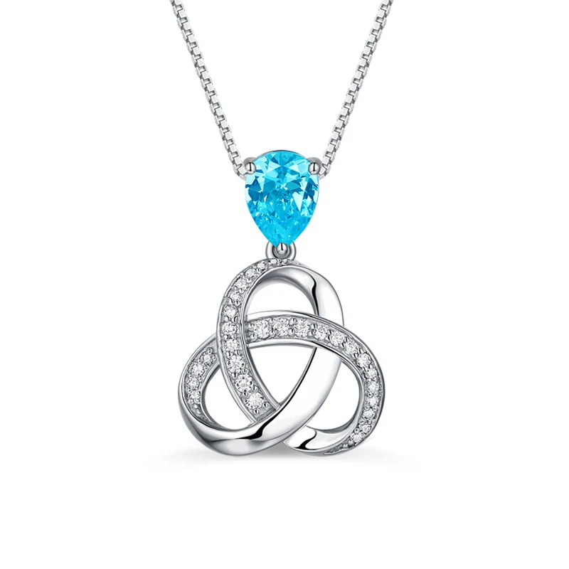 

AILIN Knot Pendant with birthstone in sterling silver For Lady Triple Knot Necklace For mother's day gift Knot Pendant Necklace