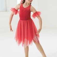 Женский современный балетный танцевальный костюм платье костюмы, сценическая одежда красная танцевальная одежда