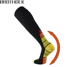 Brotock носки для бега под давлением для взрослых, нейлоновые спортивные носки, новые эластичные чулки для фитнеса, Компрессионные носки до колена