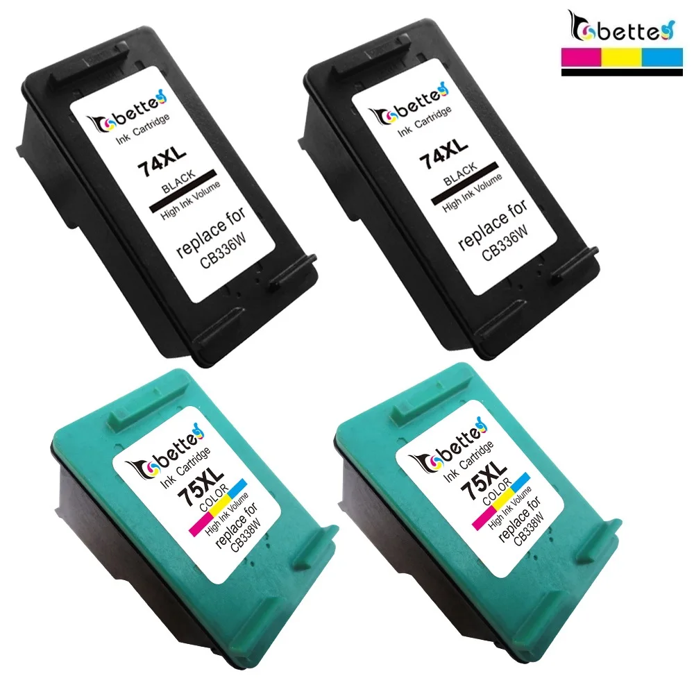 4PK чернильные картриджи для HP 74XL 75XL 74 75 Officejet J5700 J5725 J5730 J5735 J5738 J6450 J6480 J6488 Photosmart C4588