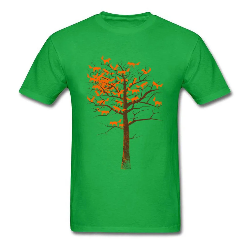 Funny Blazing Fox Tree Funny Short Sleeve Tshirts Summer/Autumn Round Neck Cotton Tops T Shirt for Men Tshirts Printed Blazing Fox Tree green
