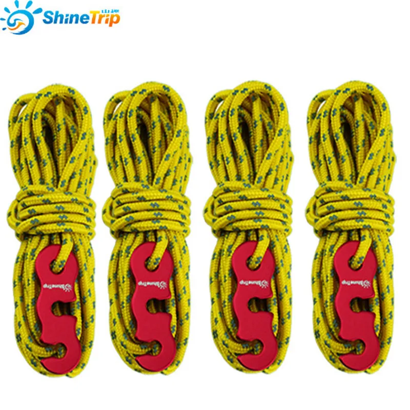 Tent Accessories (4 pcs/set) Reflective Wind Rope With Aluminum Alloy 3 Holes Buckle Adjuster Tentorial Wigwam | Спорт и развлечения