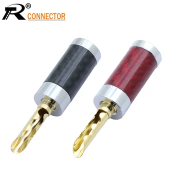

4pcs/lot Carbon Fiber HIFI Speaker Banana Wire Connector Welding-free Banana Plug Audio Speaker Banana Connector For 8mm Cable
