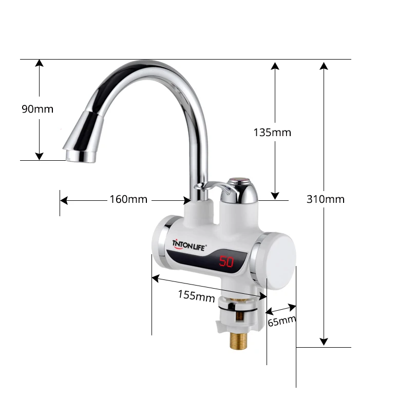 TINTON LIFE электрический водонагреватель на кран с дисплеем температура европейской вилки нагревает воду быстро нагреватель для дачи - Цвет: Under Small
