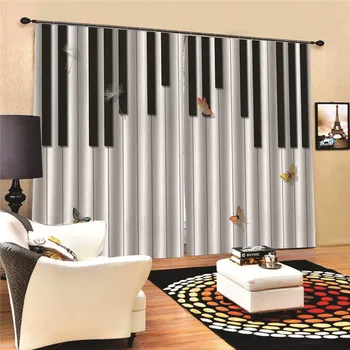 

Piano 3D Painting Blackout Curtains Office Bedding Room Living Room Sunshade Window Curtain Bedding set accessoires JUN10