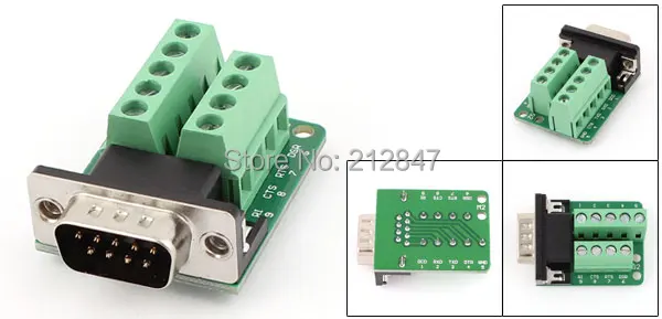 DB9 D-SUB 9 Pin Male Adapter RS232 to Terminal Breakout Board Signal Module