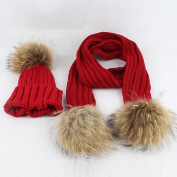

Cute Baby Hat Baby Winter Warm Toddler Knitted Beanie Hair ball Kids Girls Boys Hat Cap+Scarf