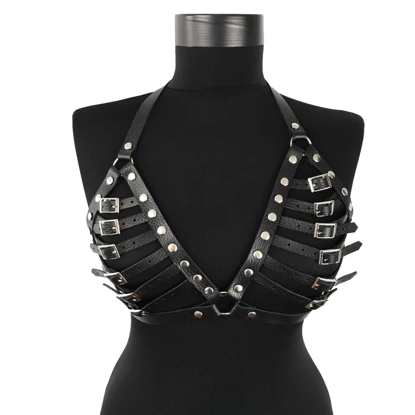 

UYEE Goth Punk Women Chest Stud Rave Bra Garter Belt Sexy Bondage Belt Deisgner Belts For Women High Quality Erotic Dress LB-092