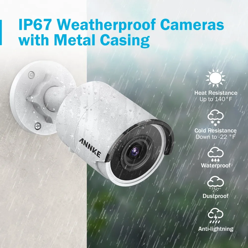 ANNKE 8CH 4K Ultra HD POE Network Video Security System 8MP H.265 NVR With 4PCS 8MP Weatherproof IP