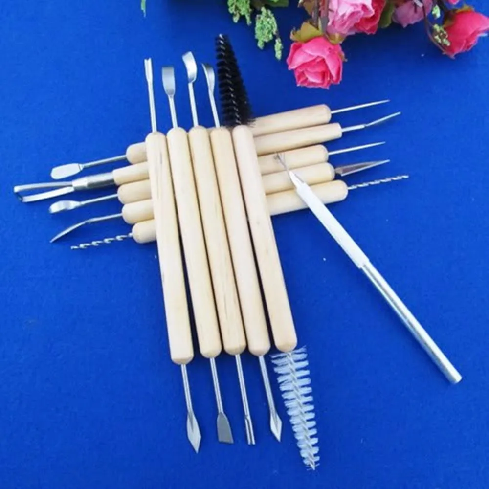 

11 pcs Wood and Metal Pottery Clay Sculpture Carving Tool Set For Paint Sculpture DIY Craft